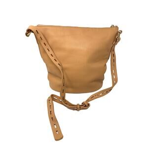 Street Level Faux Leather Bucket Handbag Purse Adjustable Strap Tan